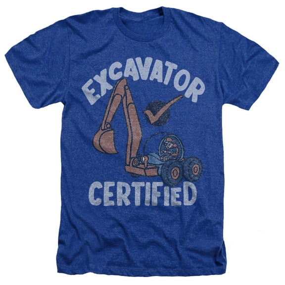 Blippi Excavator Certified Unisex Adult Heather T Shirt, Royal Heather, 2X-Large