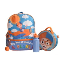 Blippi Girls & Boys Toddler Pre-school 4 Piece Backpack Set, Kids 16" School Bag with Front Zip Pocket, Blue