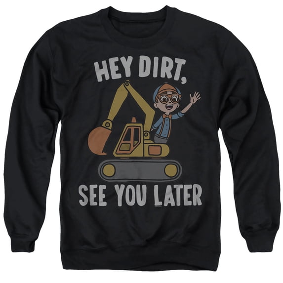 Blippi Hey Dirt, See You Later Unisex Adult Crewneck Sweatshirt, Black, X-Large
