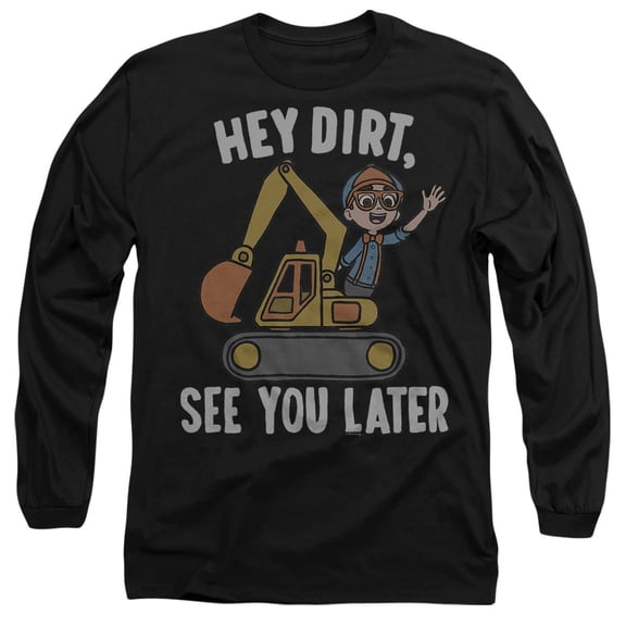 Blippi Hey Dirt, See You Later Unisex Adult Long-Sleeve T Shirt, Black, 2X-Large