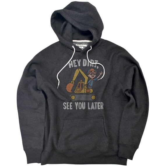 Blippi Hey Dirt, See You Later Unisex Adult Slim Fit Pull-Over Heather Hoodie, Charcoal, Small