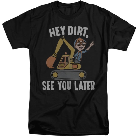Blippi Hey Dirt, See You Later Unisex Adult Tall T Shirt (X-Large) Black