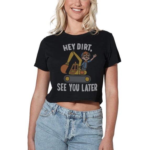 Blippi Hey Dirt, See You Later Women's Crop Top T-Shirt, Black, Small