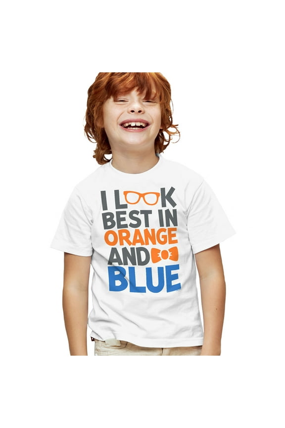 I Look Best In Orange Kids T Shirt for Youth Boys and Girls, White, Small
