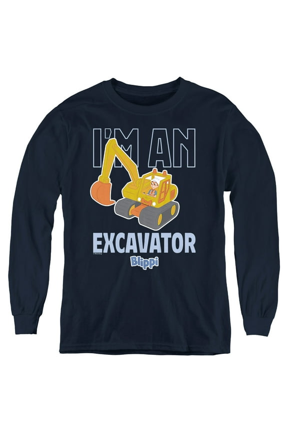 I'm An Excavator Youth Long Sleeve T Shirt, Navy, X-Large