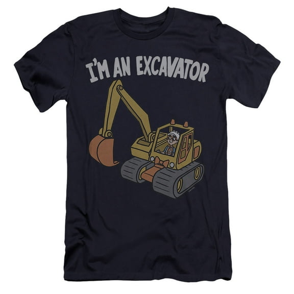 Blippi I'm an Excavator Unisex Adult Canvas Brand T Shirt, Navy, Large
