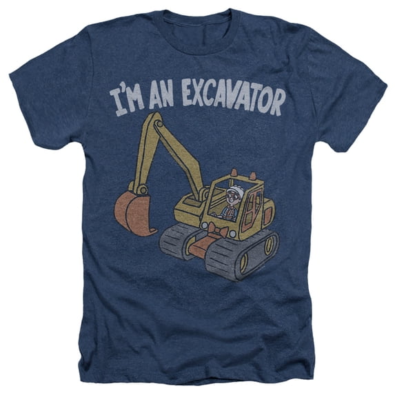 Blippi I'm an Excavator Unisex Adult Heather T Shirt, Navy Heather, Small