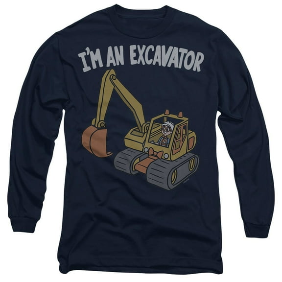 Blippi I'm an Excavator Unisex Adult Long-Sleeve T Shirt, Navy, X-Large
