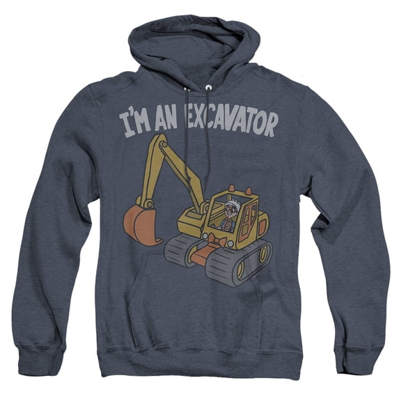 Blippi I'm an Excavator Unisex Adult Pull-Over Heather Hoodie, Navy Heather, Large
