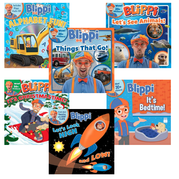 Blippi Interactive Book Set : Alphabet Fun; Things That Go ; Let's See Animals; Let's Look High And Low; It's Christmas Time; and It's Bedtime (6 Paperbacks)