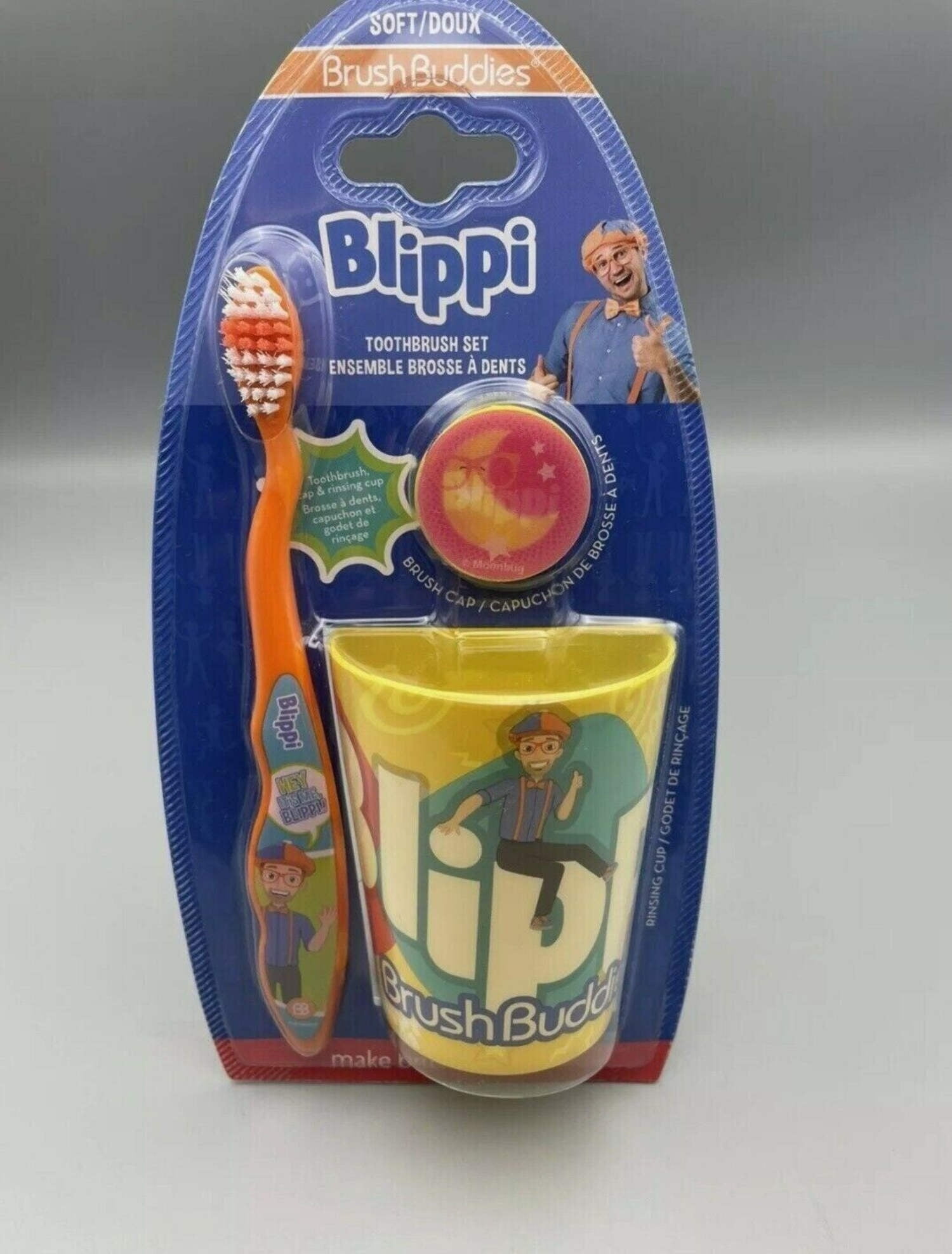 Blippi Kids Toothbrush Set with Cup Cap