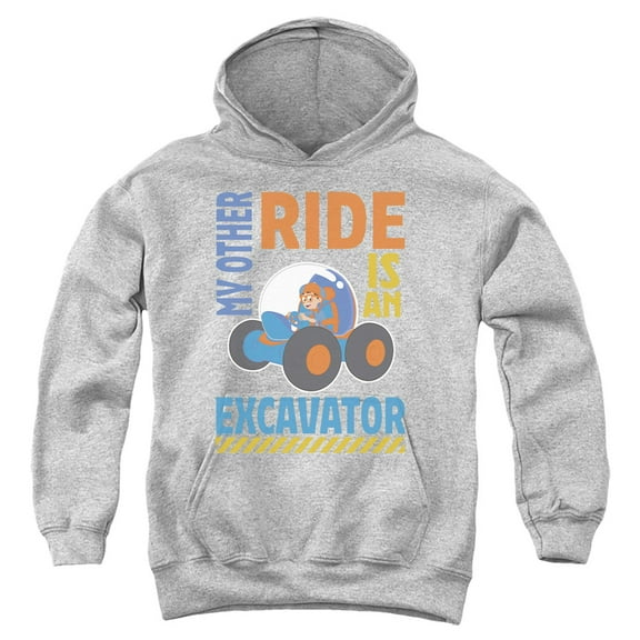 Blippi My Other Ride Is An Excavator Youth Kids Boy/Girls Pull-Over Hoodie, Athletic Heather, Medium