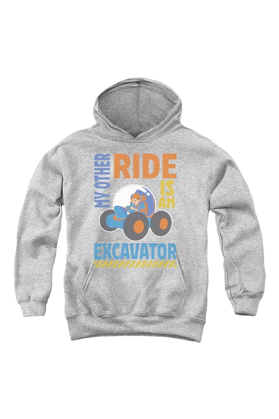 Blippi My Other Ride Is An Excavator Youth Kids Boy/Girls Pull-Over Hoodie, Athletic Heather, Medium