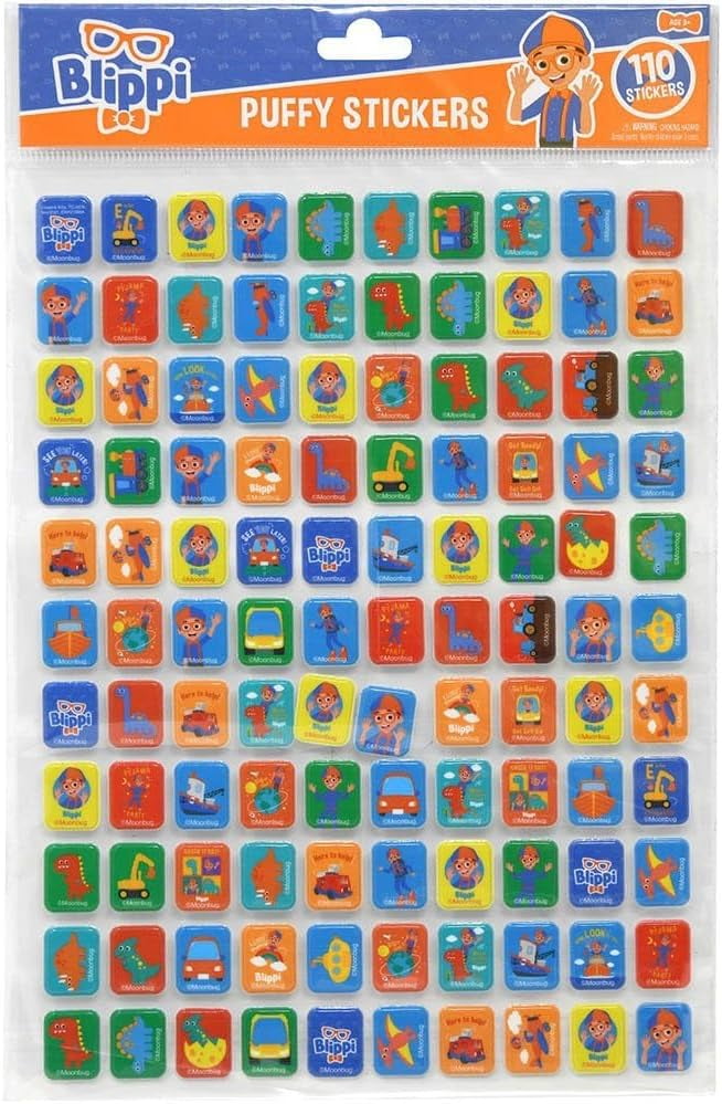 Blippi Puffy Sticker Sheet Book with 110 Stickers for Kids - Walmart.com