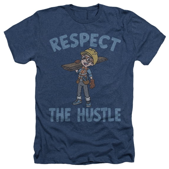 Blippi Respect the Hustle Unisex Adult Heather T Shirt, Navy Heather, Small