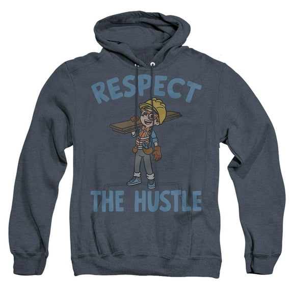 Blippi Respect the Hustle Unisex Adult Pull-Over Heather Hoodie, Navy Heather, Small