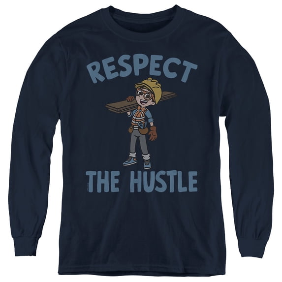 Blippi Respect the Hustle Youth Long Sleeve T Shirt, Navy, Small