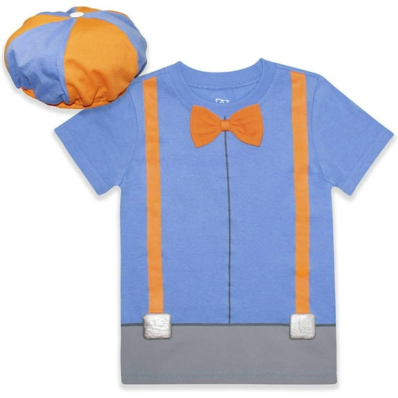 Blippi Roleplay Shirt and Hat Roleplay Set with Printed Bow Tie and Suspenders