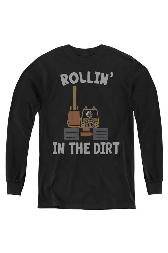 Blippi Rollin' in the Dirt Youth Long Sleeve T Shirt, Black, Large