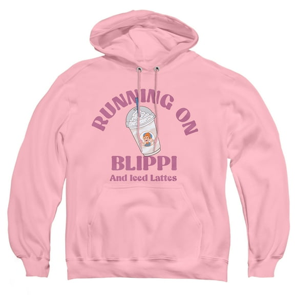 Blippi Running on Blippi and Iced Coffee Adult Pull-Over Hoodie, Pink, Small