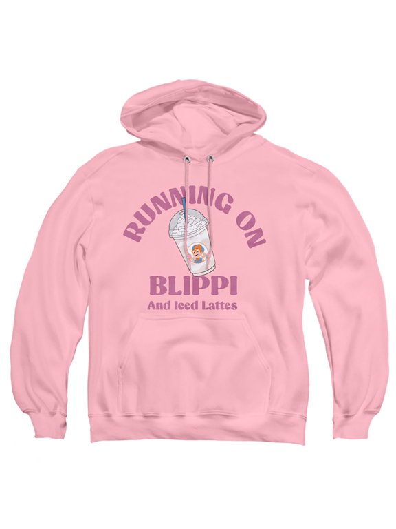 Blippi Running on Blippi and Iced Coffee Adult Pull-Over Hoodie, Pink, Small