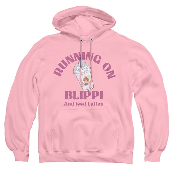 Blippi Running on Blippi and Iced Coffee Adult Pull-Over Hoodie, Pink, X-Large