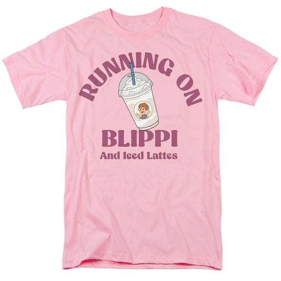 Blippi Running on Blippi and Iced Coffee Unisex Adult T Shirt, Pink, Medium