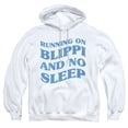 thumbnail image 1 of Blippi Running on Blippi and No Sleep Adult Pull-Over Hoodie, White, Small, 1 of 5