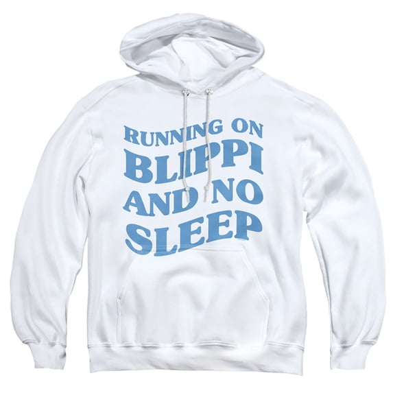Blippi Running on Blippi and No Sleep Adult Pull-Over Hoodie, White, Small