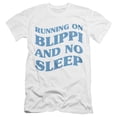 thumbnail image 1 of Blippi Running on Blippi and No Sleep Unisex Adult Canvas Brand T Shirt, White, X-Large, 1 of 3