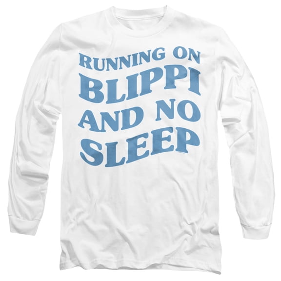 Blippi Running on Blippi and No Sleep Unisex Adult Long-Sleeve T Shirt, White, Small
