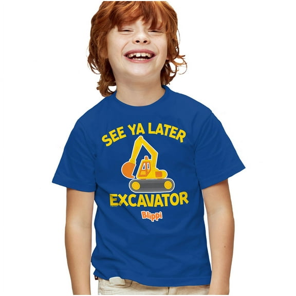 Blippi See Ya Later Excavator Kids T Shirt for Youth Boys and Girls, Royal, Small
