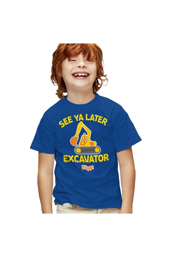 See Ya Later Excavator Kids T Shirt for Youth Boys and Girls, Royal, X-Small