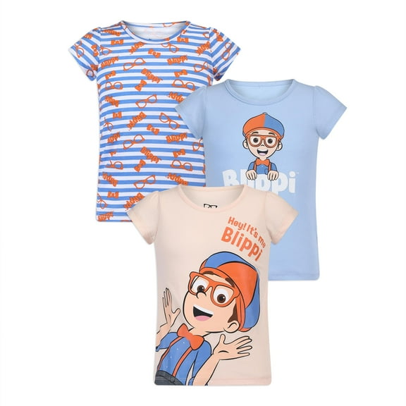 Blippi Short Sleeve Shirts (Girls), 3 Pack, Sizes 2T-6X