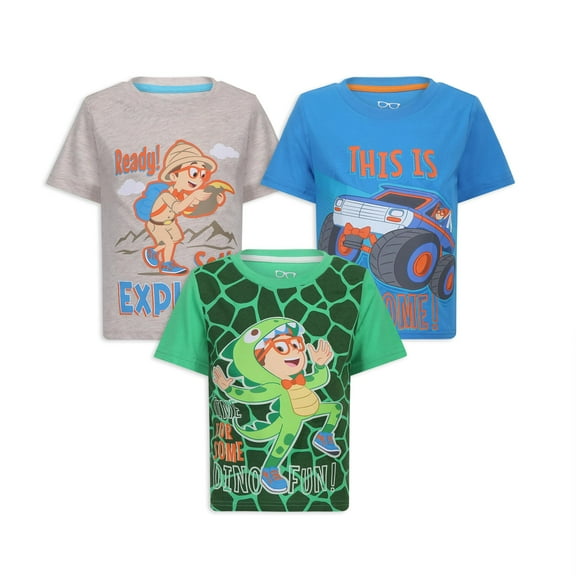 Blippi Short Sleeve T-Shirt (Boys), 3 Pack, Sizes 2T-7
