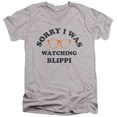 thumbnail image 1 of Blippi Sorry I was Watching Blippi Unisex Adult V-Neck T Shirt (Large) Athletic Heather, 1 of 3