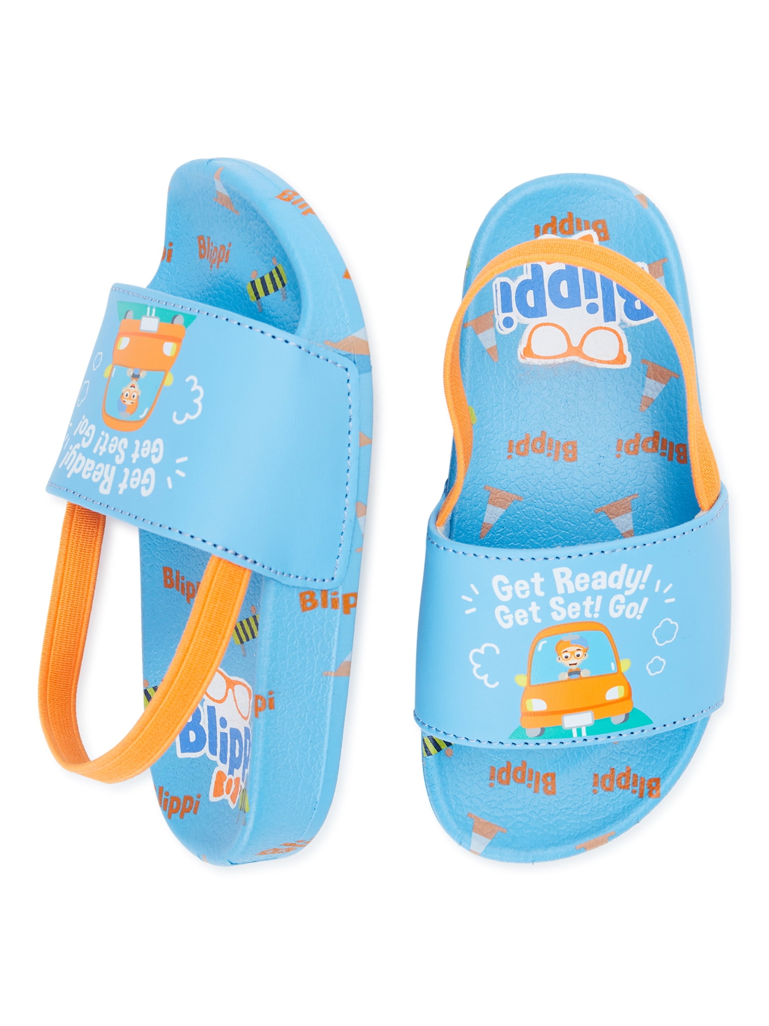 Blippi Toddler Boy Slide Sandals with Heel Strap, Sizes 510