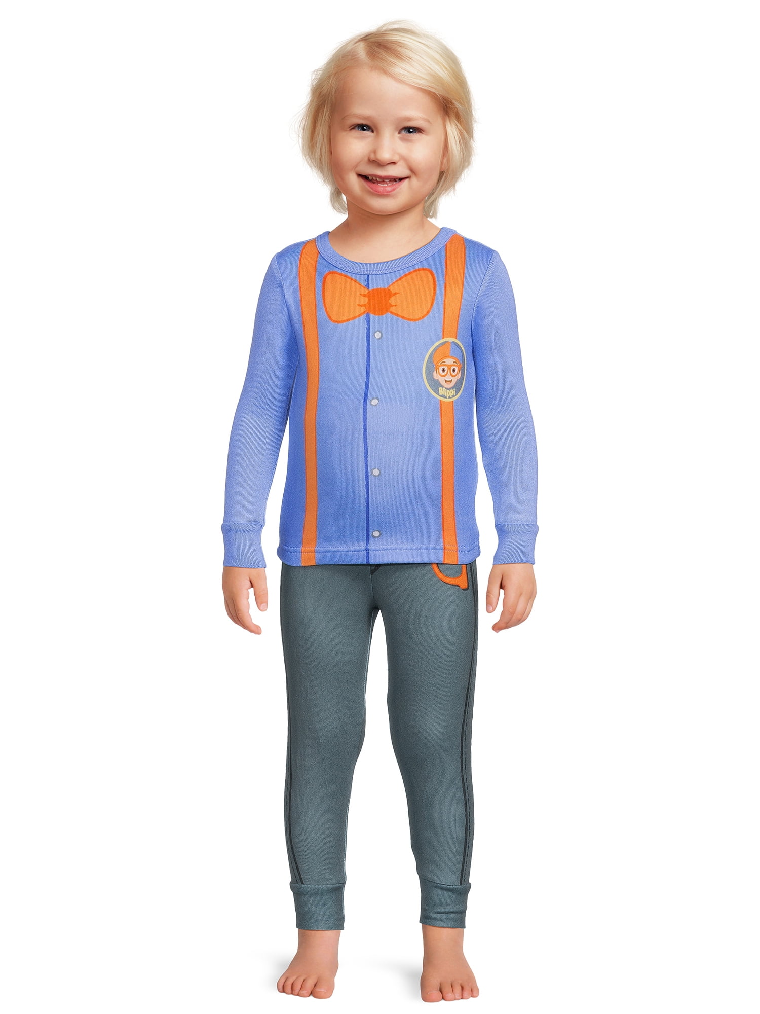 Blippi Toddler Boy’s Long Sleeve Pajama Top and Bottoms, 2Piece Set, Sizes 12M5T