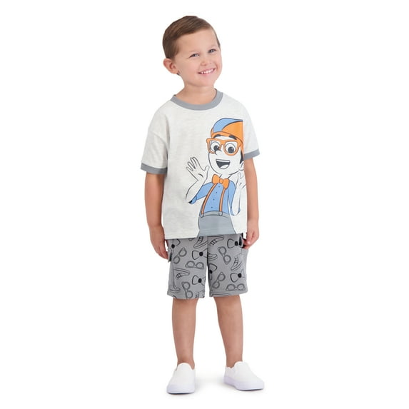 Blippi Toddler Boys Short Sleeve T-Shirt and Shorts Set, 2-Piece, Sizes 12M-5T