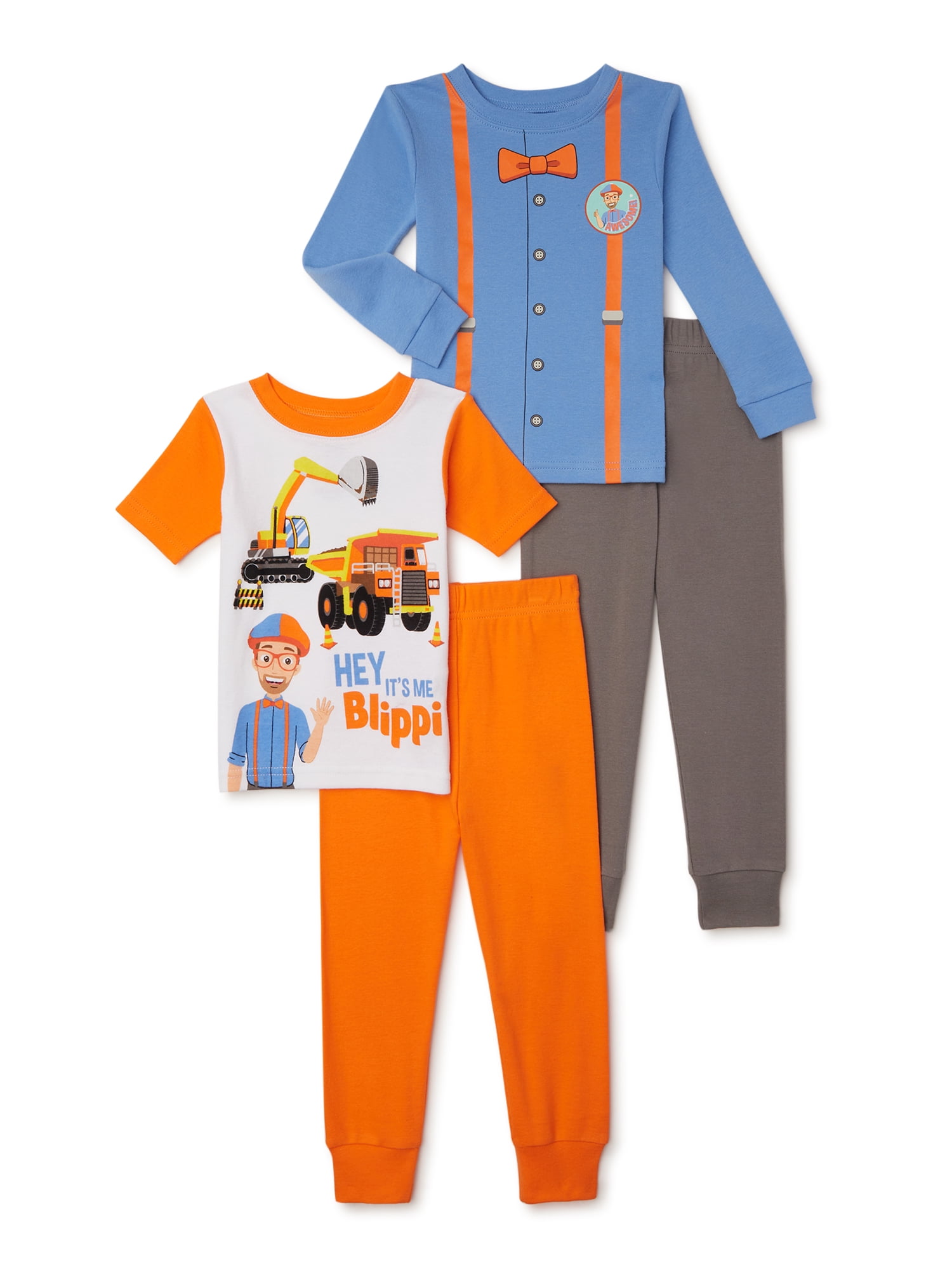 Blippi Toddler Toddler Boy SnugFit Pajamas, 4Piece, Sizes 2T5T
