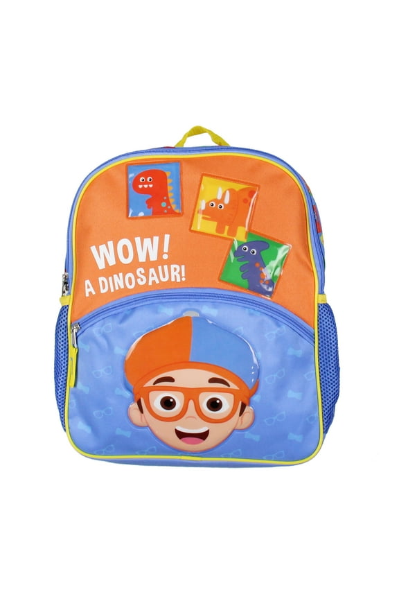 Blippi Wow! A Dinosaur 14" Kids School Travel Backpack Bag w/ Raised Character Designs