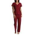 thumbnail image 1 of Blis Adult Womens Satin Trim Long Sleeve Sleep Cotton Pajama Pant Set, 1 of 3