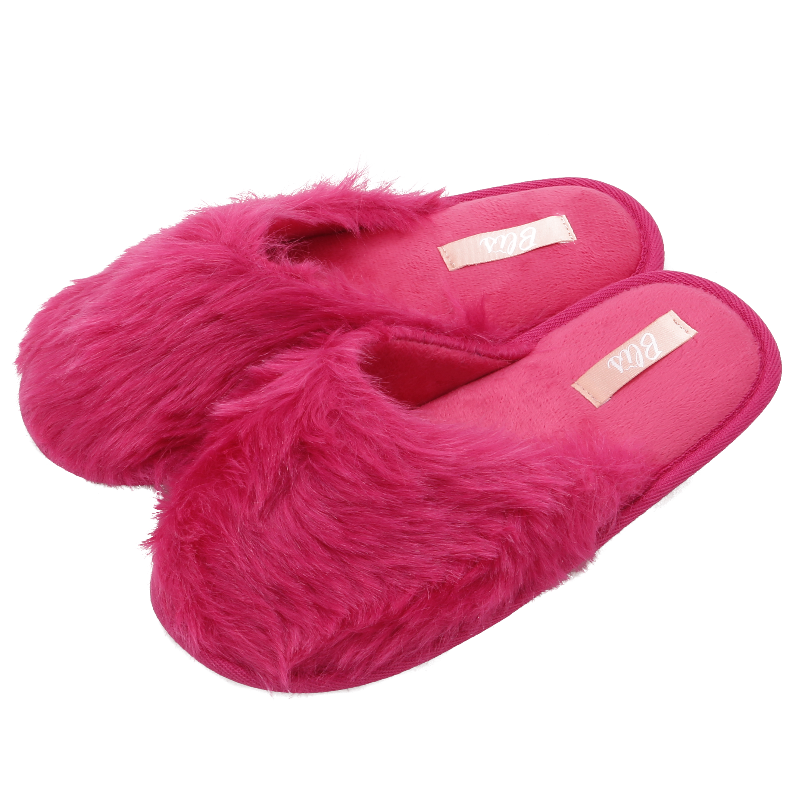 Blis Women's Furry Knit House & Bedroom Slippers - Soft & Cozy Slip Ons - Hot Pink - S