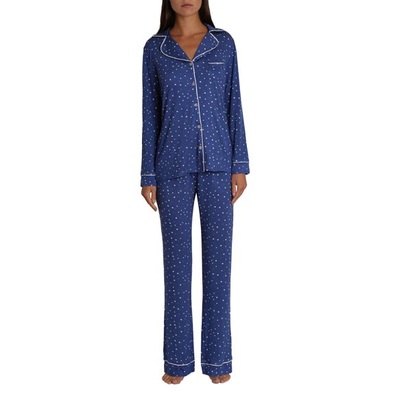 Blis Women's Long Sleeve Classic Button Down Pajama Pant Set