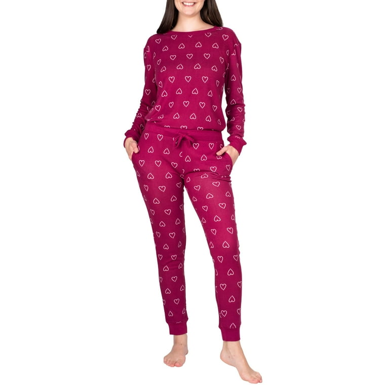Blis Women s and Women s Plus Sleep Long Sleeve Pajama Jogger Set