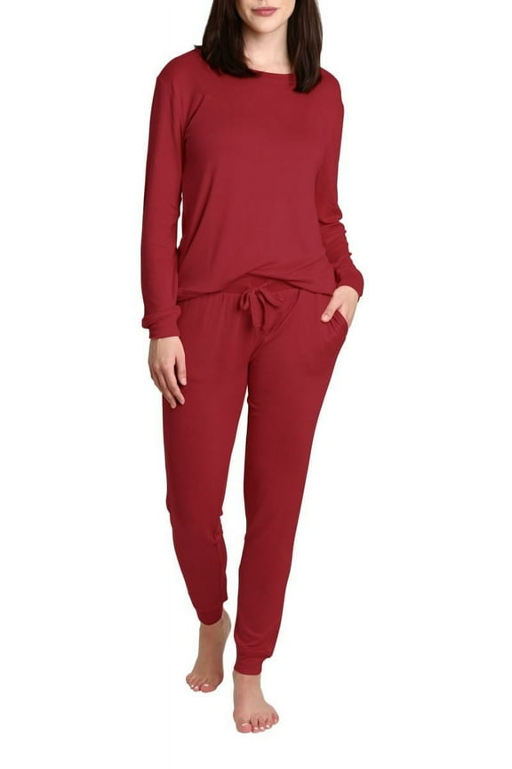 Women's and Women's Plus Sleep Long Sleeve Pajama Jogger Set