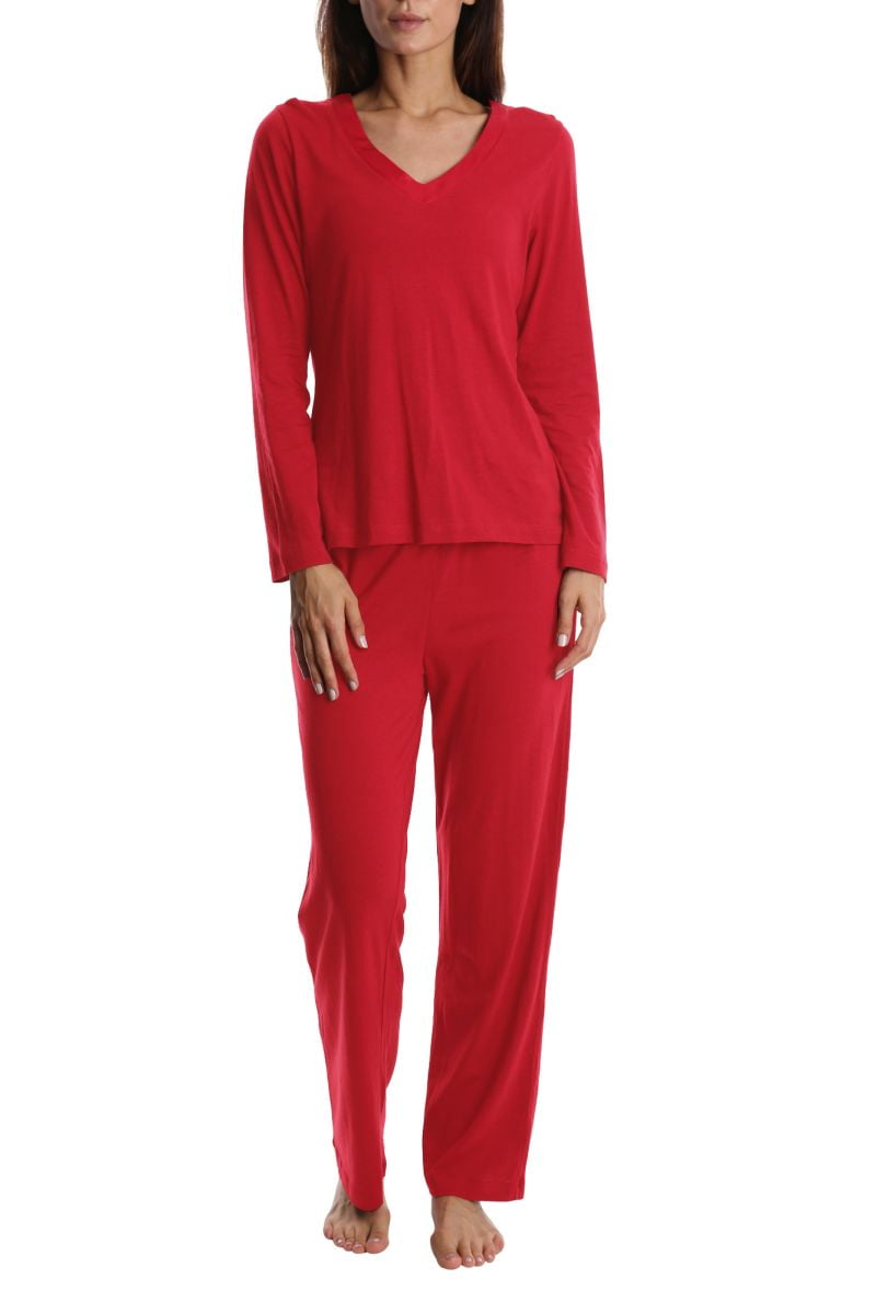 Blis Women's and Women's Plus Sleep Long Sleeve Satin Trim Pajama Pant