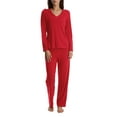 thumbnail image 1 of Blis Women's and Women's Plus Sleep Long Sleeve Satin Trim Pajama Pant Set, 1 of 3