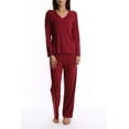 thumbnail image 1 of Blis Women's and Women's Plus Sleep Long Sleeve Satin Trim Pajama Pant Set, 1 of 3