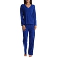 thumbnail image 1 of Blis Women's and Women's Plus Sleep Long Sleeve Satin Trim Pajama Pant Set, 1 of 3